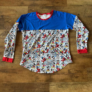 Unisex E.O.S. Designs Mickey Mouse Long Sleeve Shirt Blue/Red Size XL